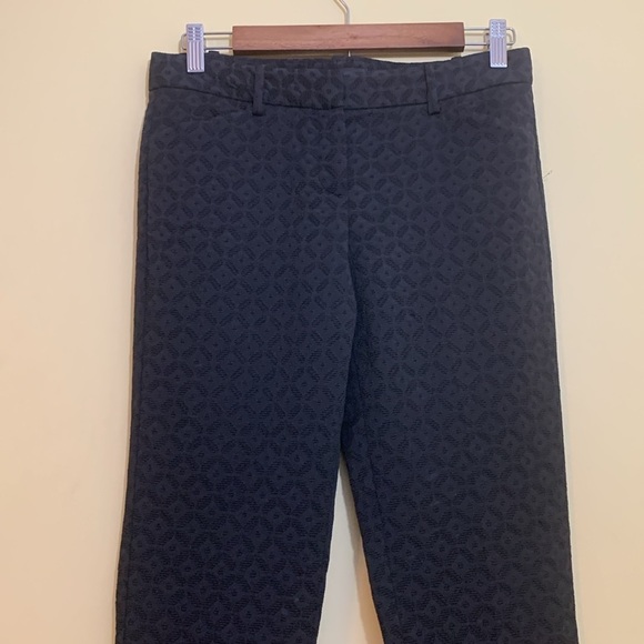 Theory Black Embroidery Diamond Pattern Tapered Tailored Wardrobe Staple Pants 2 - Picture 5 of 17